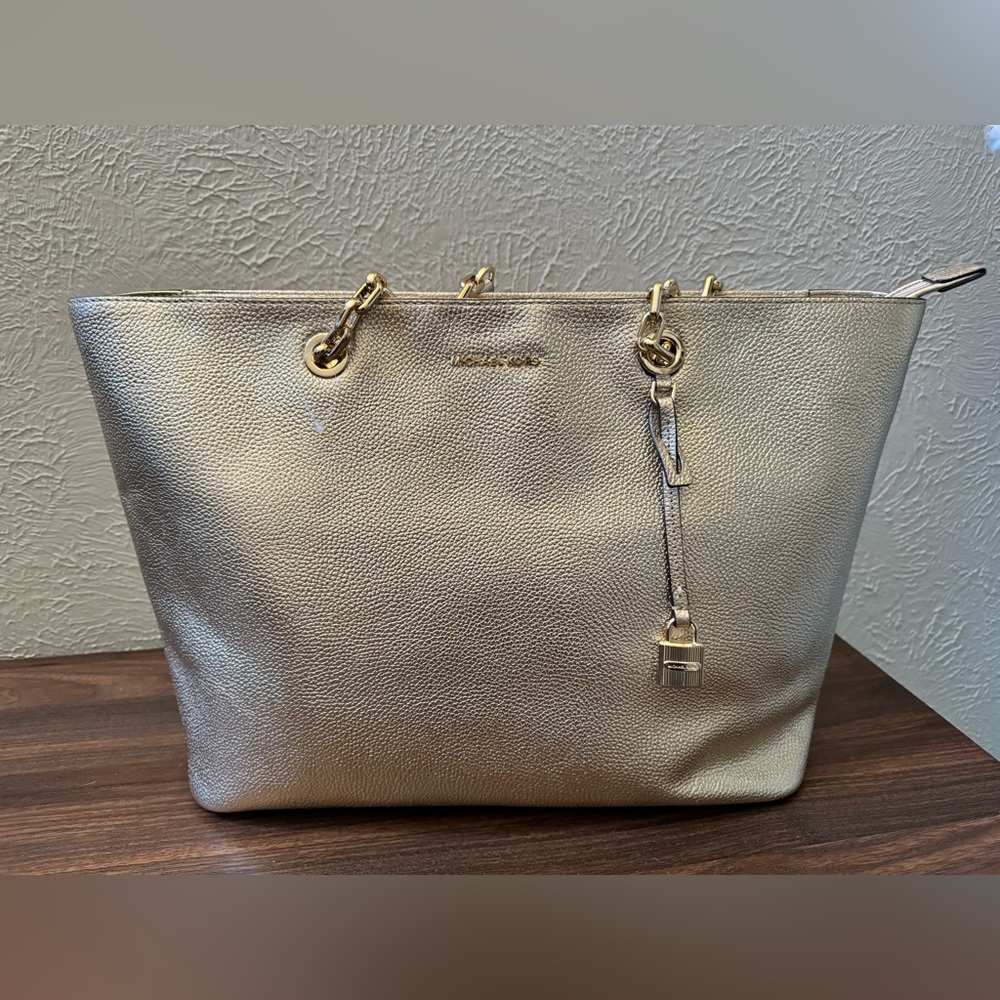 NWOT Michael Kors Metallic Gold Leather Tote